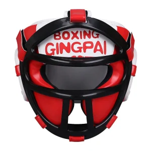Casque boxe avec grille amovible rouge et blanc Gingpai