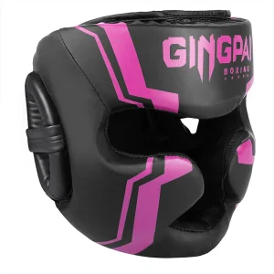 1-Casque-boxe-noir-avec-bandes-roses-Gingpai-image-principale.jpgv1724682573 Casque boxe noir avec bandes roses Gingpai
