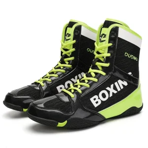 Chaussures de boxe noires et vertes Boxing Dudimu