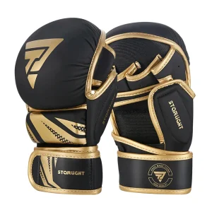 Mitaines de boxe noires avec inscription dorée Starlight
