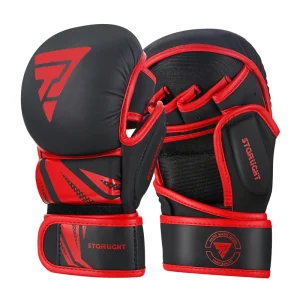 Mitaines de boxe noires avec inscription rouge Starlight
