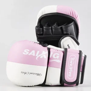 Mitaines de boxe roses et blanches Saikang