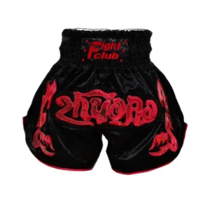 Short boxe thai noir avec inscriptions rouges Fight Club