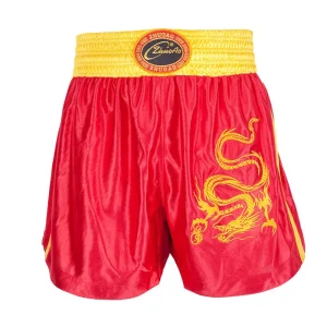 Short boxe thai rouge et jaune avec dragon jaune ZhuoAo