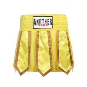 Short femme boxe anglaise jaune avec bandes dorées Anotherboxer