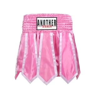 Short femme boxe anglaise rose avec bandes blanches Anotherboxer
