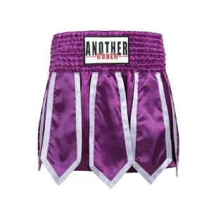 Short femme boxe anglaise violet avec bandes blanches Anotherboxer
