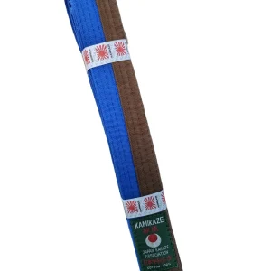 Ceinture bicolore Bleue Marron piquée KAMIKAZE