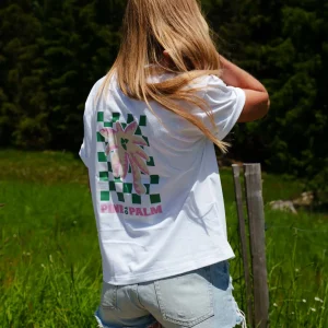 T-shirt blanc manches courtes pour femme - PALM TREE