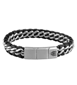 Bracelet OM Cuir/Acier Tressé