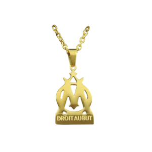 Collier Médaille + Chaîne Logo OM En Acier Doré À L'or Fin