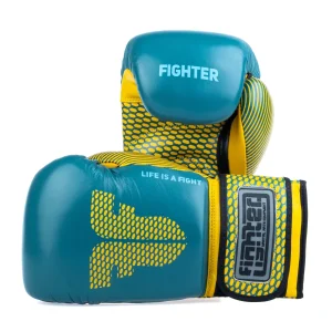 Gants de boxe Fighter Training bleu/jaune - FBG-TRN-003