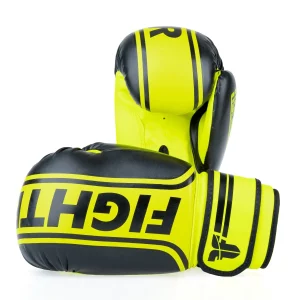 Gants de boxe Fighter Basic Stripe - jaune fluo/noir