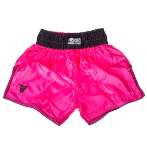 Short de boxe thaï Bangkok Plain rose fluo/noir - FP06