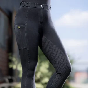 Pantalon d'équitation HKM Harbour Island Denim full grip