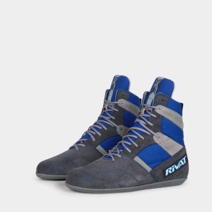 CHAUSSURES DE BOXE FRANÇAISE - TOP GRIS / BLEU
